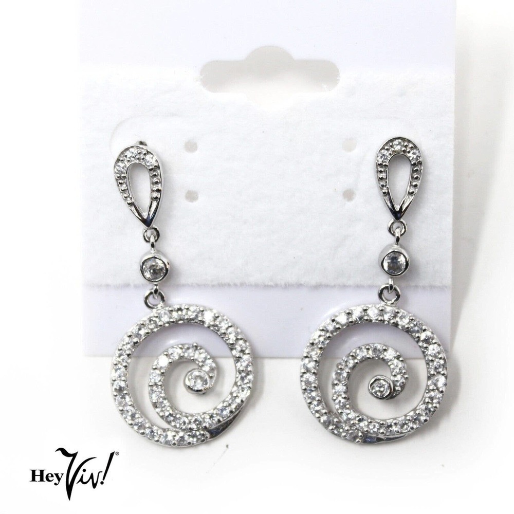 Vintage 80s Dangle Spiral Pierced Rhinestone Earrings New/Old Stock - Hey Viv